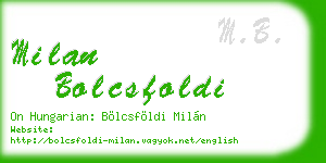 milan bolcsfoldi business card